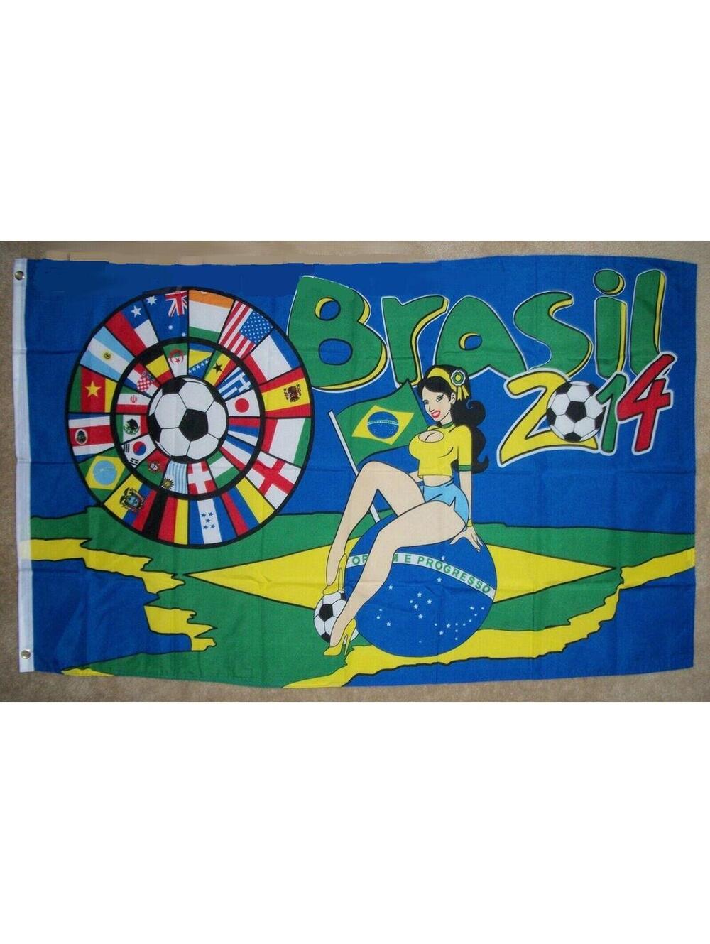 3'x5' 2014 Soccer Girl Flag Football World Cup Brazil Teams Countries Banner 3x5